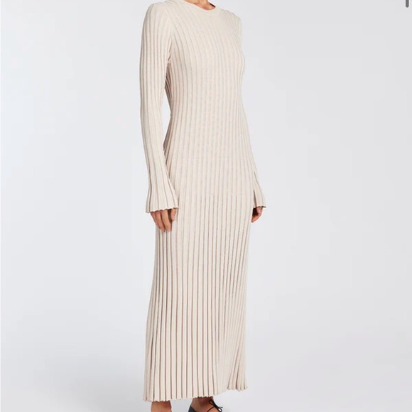 ADA STONE LONG SLEEVE MIDI DRESS - Picture 3 of 8